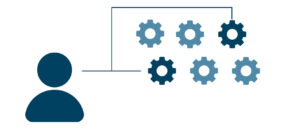 image connecting a person to two of six gears